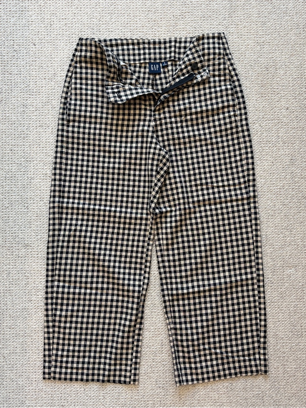 Gap Black Cream Gingham Wide Leg Pants Size 6